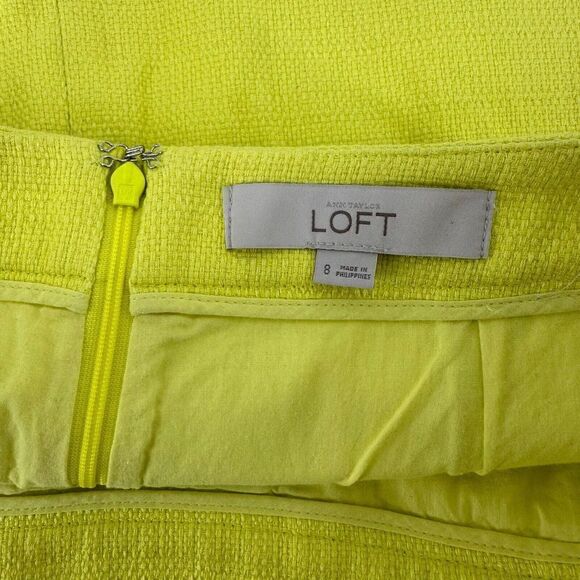 LOFT Bright Citron Yellow Mini Skirt Pockets Women Size 8 Fun Colorful Statement - Picture 8 of 9
